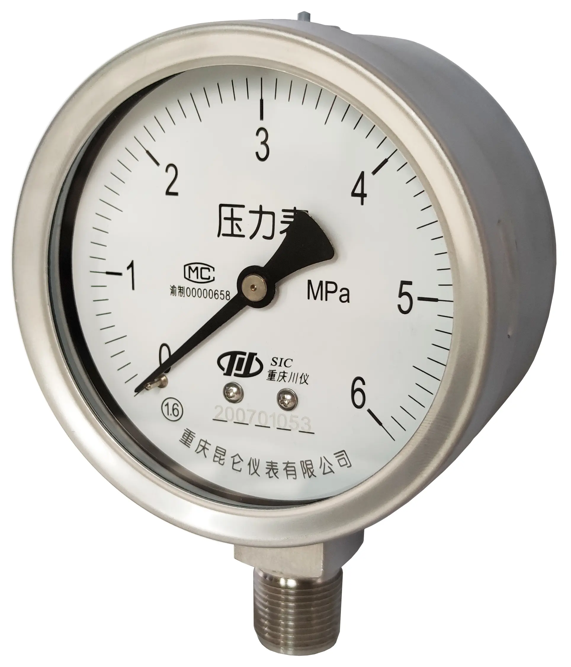 YTH Stainless Steel Pressure Gauge (Inside Bayonet)